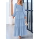 thumbnail image 4 of Vestido largo PRETTYGARDEN para mujer, estampado primaveral, azul claro, 4 of 9