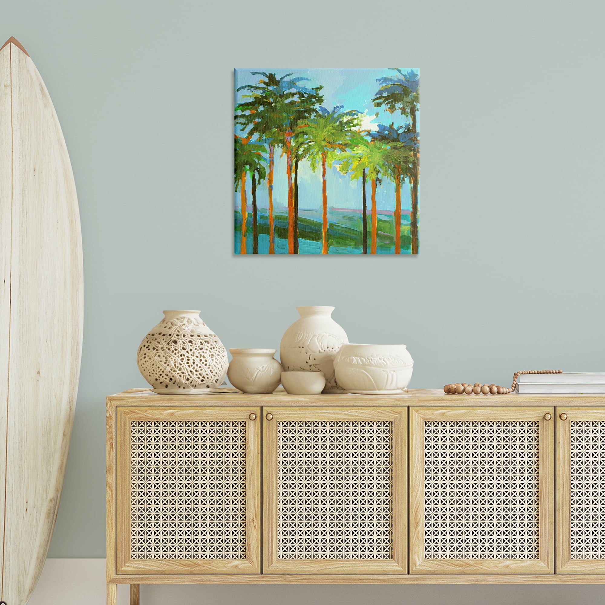 Stupell Industries Tall Palms Abstraction Coastal Painting Gallery Wrapped Canvas Art Print Wall Art, 30 x 30