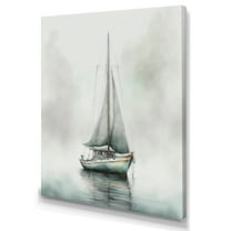 Designart Sailboat Anchored In Fog Canvas Wall Art