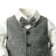 thumbnail image 4 of Gubotare Toddler Boys Gentleman Outfit Toddler Baby Boy Clothes Suit Gentleman Wedding Outfits, Formal Dress Shirt+Bowtie+Vest+Suspender Pants 12 18 Months,(Grey 12-18 Months), 4 of 5