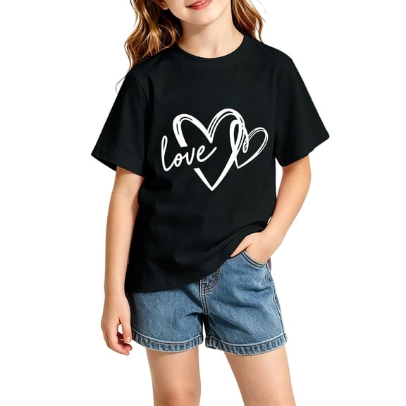 HGIEYS Girls Short Sleeve Tee Shirts Kids Summer Crewneck Tops 8-10 Years