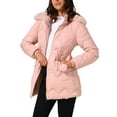 thumbnail image 4 of INSPIRE CHIC Women's Winter Thicken Puffer Coat Faux Fur Removable Hood Warm Parka Jacket S Pink, 4 of 6