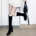 thumbnail image 4 of Aellinatey Ruffle Bows Girl Socks Cotton Calf Socks Sweet Knee Highs Stocking Streetwears, 4 of 20