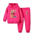 thumbnail image 1 of 2025 Girls' Clothing Sets 2 Piece Trendy Long Sleeve Hooded Sweatshirt Set Cute Spring Pullover Two-Piece Set Hot Pink, 1 of 8