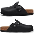 thumbnail image 5 of Comwarm Vegan Leather Clogs for Womens Mens, Cork Footbed Potato Slip On shoes for Women with Arch Support, Black, 5 of 6