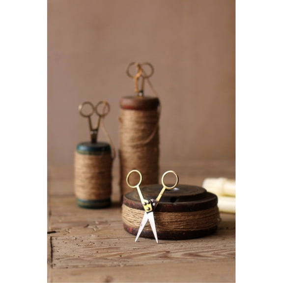 Kalalou Set of 3 Wooden Spools with Jute Twine and Scissors NBF2016