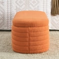 thumbnail image 5 of 45.5"Storage Ottoman Bench, Upholstered Fabric Storage Bench End of Bed, Sherpa Window Entryway Bench Oval Ottoman with Storage with Safety Hinge for Living Room, Bedroom, Entryway, Orange, 5 of 9