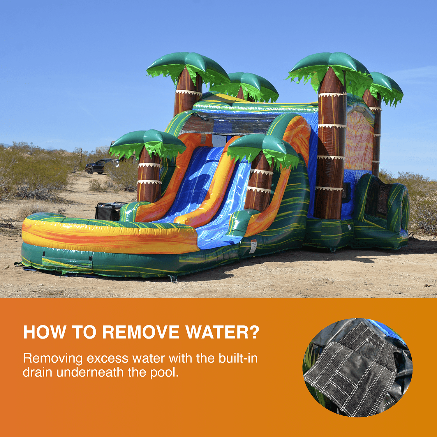 JumpOrange Commercial Grade Bounce House Water Slide with Pool for Kids and Adults (with Blower), Outdoor