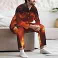 thumbnail image 7 of Sikiie Fiery Dragons Castle Attack Mens Pajama Set, Soft Warm Long Sleeve Sleepwear, Cozy Button-Down Pjs for Men-Medium, 7 of 7