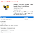 thumbnail image 2 of WIX Filters 26350-2J000 Motor Oil Filter Fits 2021-2023 Hyundai Elantra, 2 of 2