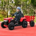 thumbnail image 2 of Cfowner 12V Battery-Powered Toy Tractor with Trailer and 35W Dual Motors, 3-Gear-Shift Ground Loader Ride On with LED Lights and USB & Bluetooth Audio Functions, 2 of 6