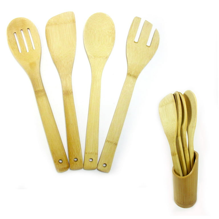 Bamboo Kitchen Utensil Set – 5 Piece Premium Cooking Tools and