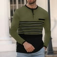thumbnail image 5 of GuangCheng Mens Henley Shirts,Striped,Color Block,Long Sleeve,Casual,Slim Fit,Stylish T Shirts,Army Green,Size L, 5 of 7