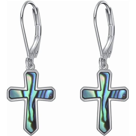 JUSORA Cross Earrings 925 Sterling Silver Dangle Earring Gifts for Women