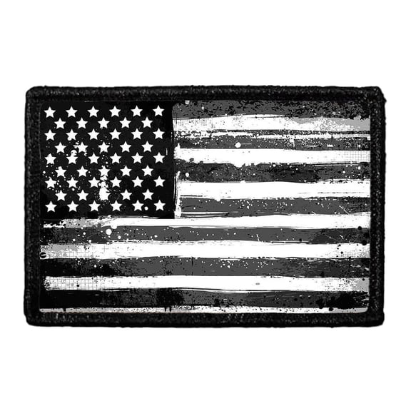 American Flag - Black and White - Distressed - Patch