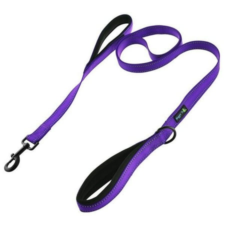 Soft &Thick Double Handle 6FT Leash with Reflective Stitching Premium Strength Dual Padded Handles for Medium, Large or XLarge Dog - 5 Vibrant Colors