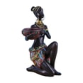 thumbnail image 2 of Escultura africana que representa a una mujer, portavelas para velas pequeñas, figura femenina. Falda marrón, 2 of 9