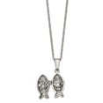 thumbnail image 3 of Diamond2Deal Stainless Steel Polished and Antiqued Magnetic Fish Prayer Box on an Cable Chain Necklace for Women 18", 3 of 6