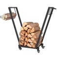 thumbnail image 1 of Black 31 Pouces Mobile Firewood Rack with Casters - Porte-Bûches Intérieur/extérieur pour Cheminée et Outils - Rangement en Acier Robuste pour Bois, 1 of 7