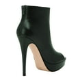 thumbnail image 4 of XYD Women Stiletto Heels Ankle Boots Peep Toe Platform Back Zip Leather Booties Night Out Party Shoes Size 11.5 Dark Green, 4 of 4