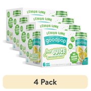 (4 pack) GoodPop Just Juice + Bubbly Water Mini Cans Lemon Lime 7.5 fl oz 6 pk