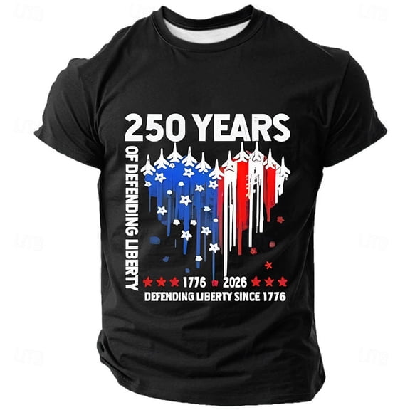 Mens Patriotic Shirts 250Th Anniversary Men's USA Independence Day Patriotic Fourth of July Tee 4Th of July Shirts for Men Black L