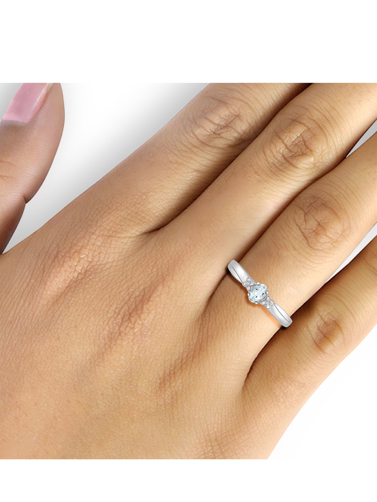 JewelersClub Aquamarine Ring Birthstone Jewelry – 0.25 Carat Aquamarine 0.925 Sterling Silver Ring Jewelry with White Diamond Accent – Gemstone Rings with Hypoallergenic 0.925 Sterling Silver Band