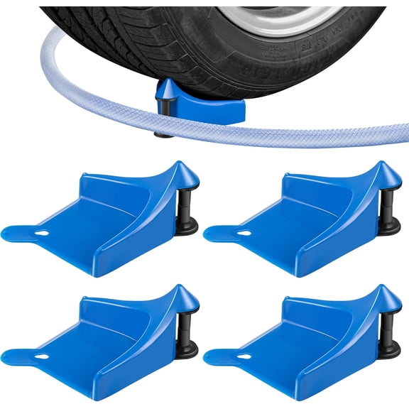 4 Pcs Car Hose Guide, Tire Hose Roller for Car Washing, Detailing Tire Hose Guide Preventing Pressure Washer Hose Stuck Under The Wheels, Plastic Wash Tool to Avoid Snagging(Blue)