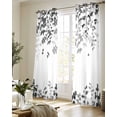 thumbnail image 5 of Black Leaves Sheer Curtains 84 Inch Length 2 Panels Set for Living Room/Bedroom, Summer Botanical Kitchen Curtains with Grommet Semi-Sheer Curtains Drapes Voile Window Treatments 42"x84"x2, 5 of 7