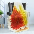 thumbnail image 4 of Leaves Soft Flannel Fleece Throw Blanket, 2 Different Fall Tree in Distinctive Color in Watercolors Design Woodland Boho, Cozy Plush for Indoor and Outdoor Use, 50" x 70", Yellow Orange, by Ambesonne, 4 of 5