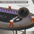thumbnail image 6 of RayChee Poker Table Foldable, 10 Player Folding Texas Holdem Table w/Inlaid LED Light, 2 USB & 2 Type-c Ports, Portable Blackjac for Texas Card Game w/Cup Holders and Padded Rails(Brown, 84 inch), 6 of 7