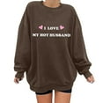 thumbnail image 1 of Gibobby Sudadera con forro polar Mujer Moda de mujer Ocio Palabras de amor Impresión de amor Cuello redondo Manga larga Top suelto Suéter sin sombrero 7 (Marrón, L), 1 of 4