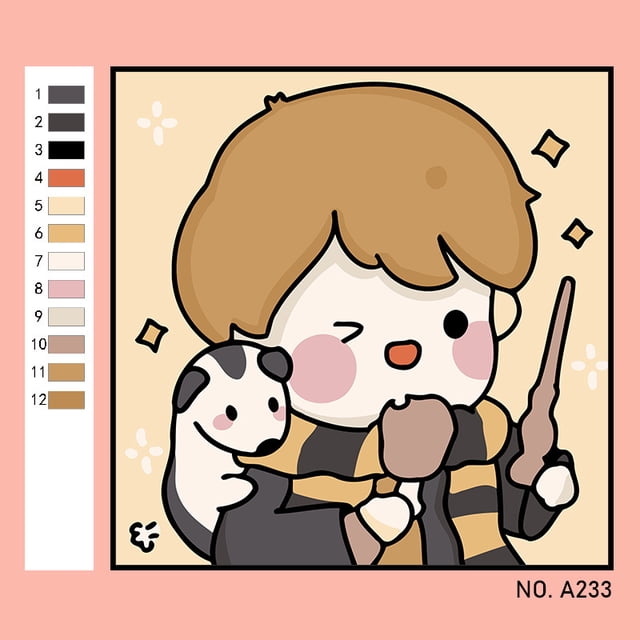 2025 Venta caliente Harry Potter DIY Relleno Color Pintura al óleo digital Varios tamaños Potter Dibujos animados Lindo Pintura al óleo Decoración dibujada a mano