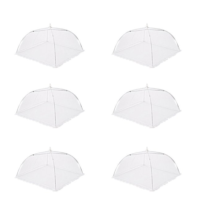 6 piezas de cubiertas de malla para alimentos emergentes para picnic Red de protección para alimentos que mantiene alejadas a las moscas y los mosquitos, ideal para fiestas, picnics, barbacoas, reuti