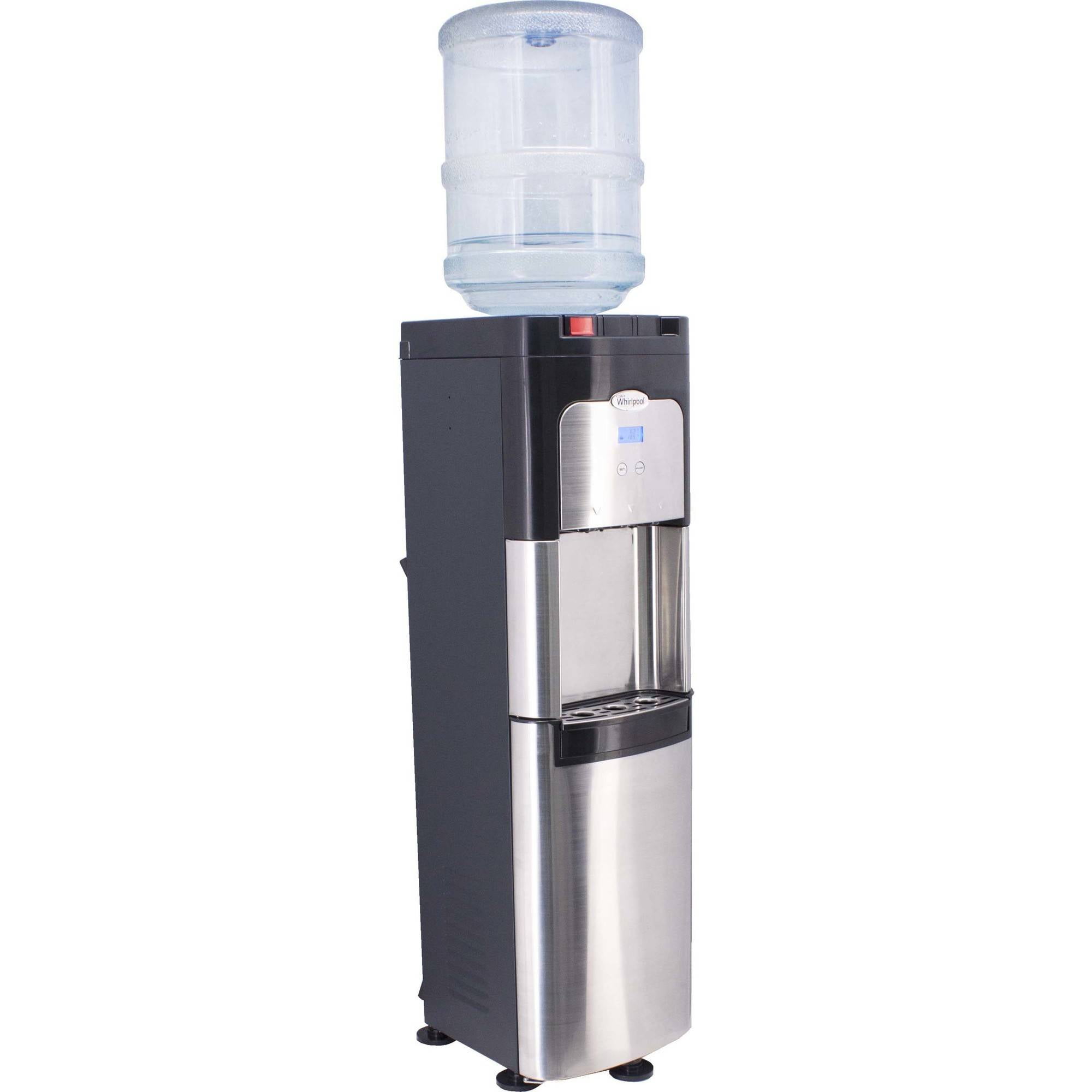 whirlpool stainless steel top load water dispenser water cooler with temperature control and cup storage
