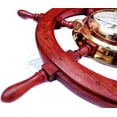 thumbnail image 6 of Nagina International Polystone Polished Nautical Brass Porthole Clock Ship Wheel | Pirate's Ocean Home Decor Gift | London Sea's Time (30 Inches), 6 of 6