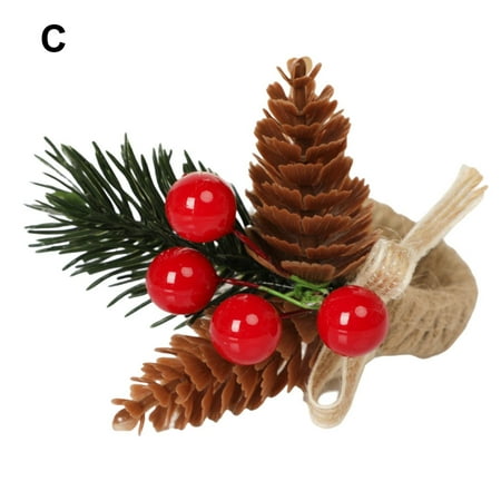 

Papaba Straw Napkin Buckle Decorative Beautifully Convenient Christmas Banquet Party Pine Cone Serviette Buckle