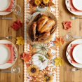 thumbnail image 5 of Fall Pumpkins Table Runner - 90 Inch Long Thanksgiving Maple Berry Farm Orange Plaid Cotton and Linen Blended Dress Scarves Farmhouse Table Runner for Kitchen Dining, Coffee Table, 13" x 90", 5 of 8