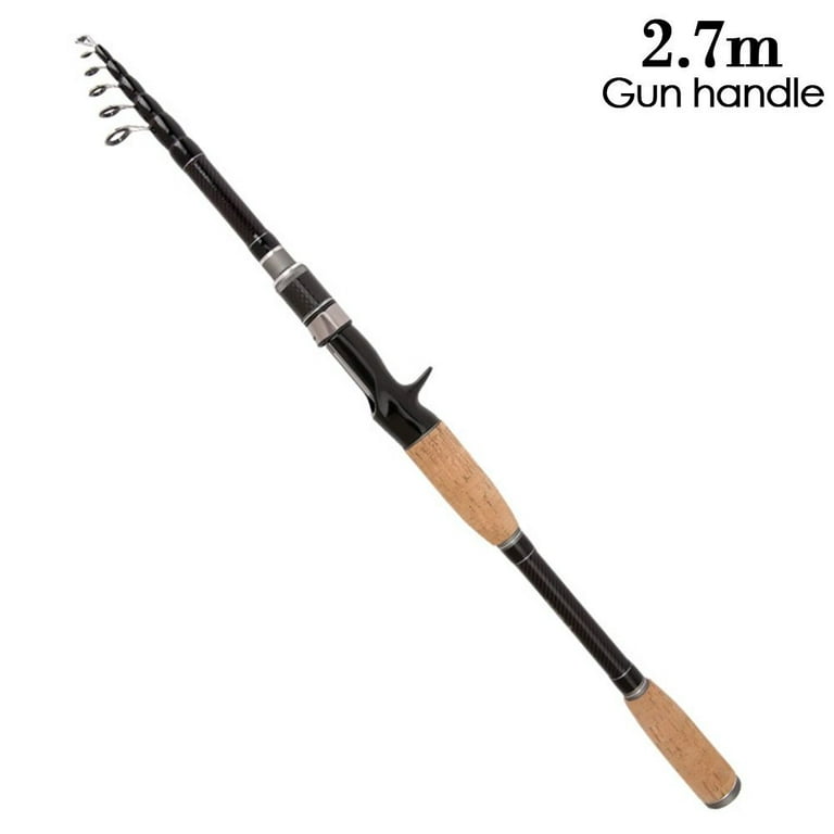 Mini Carbon Fiber Travel Ultralight Telescopic Fishing Rod Carp Feeder Stream  Hand Pole Fishing Tackle 2.7M GUN HANDLE 