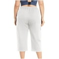 thumbnail image 6 of USNSM Women's Wide Leg Cargo Pants Solid Color Loose Large Size Capri Pants Comfortable Lace-up Stretch Jogging Pants with Pockets White XXL, 6 of 8