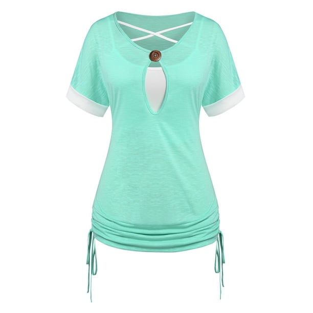Camiseta Talla Extra Dos Tonos Acanalado Rosegal Camisetas tallas grandes
