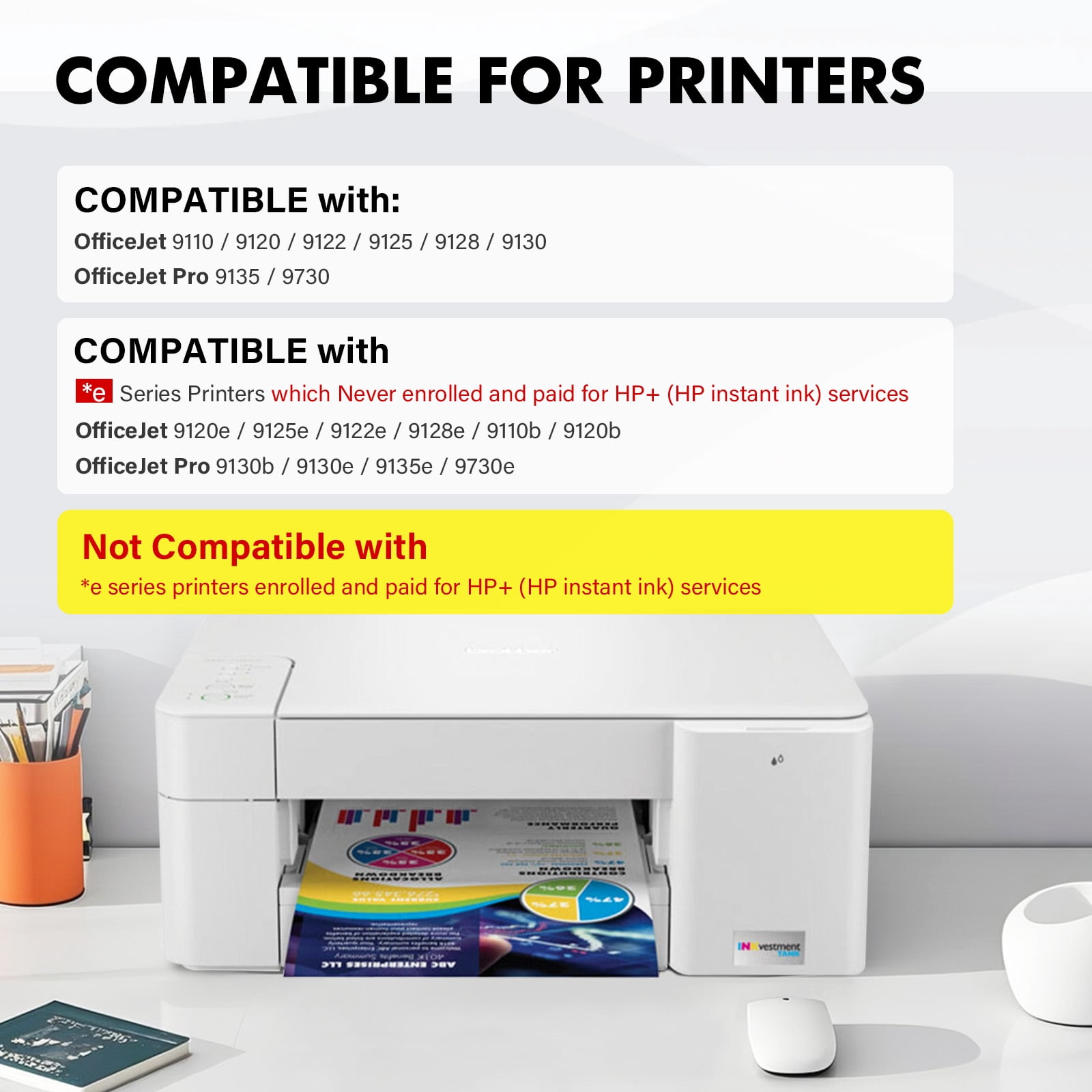 936 936E Ink Cartridges Compatible for HP 936 E 936 936XL OfficeJet Pro 9125e 9135e 9110b 9130b Wide Format 9730e 9730 OfficeJet 9122e 9128e Printer | 936 Eligible for Instant Ink, Pack of 4
