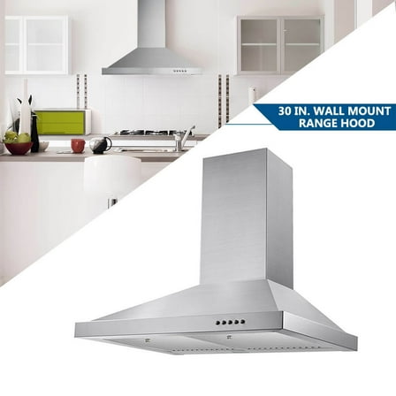 30 inch Range Hood Stainless Steel Wall Mount Kitchen Over Stove Vent 450 CFM