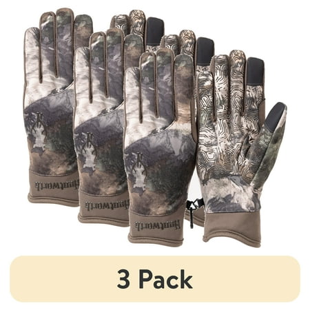 (3 pack) Huntworth Men s Gunner Midweight Hunting Gloves - Mossy Oak Terra® Gila Size m/l
