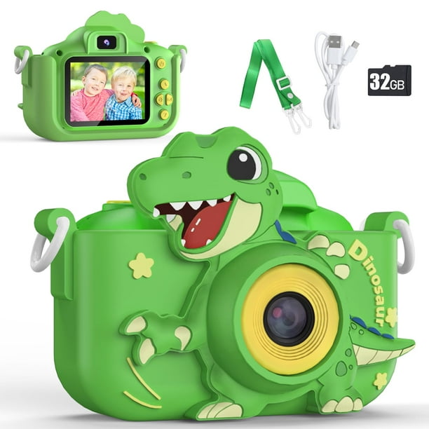 Cámara KIZJORYA digital HD de 48 MP para niños con tarjeta SD de 32 GB, verde