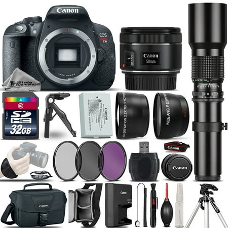 Canon EOS Rebel T5i 700D DSLR Camera + 50mm 1.8 + 500mm 4 Lens Kit - 32GB Kit
