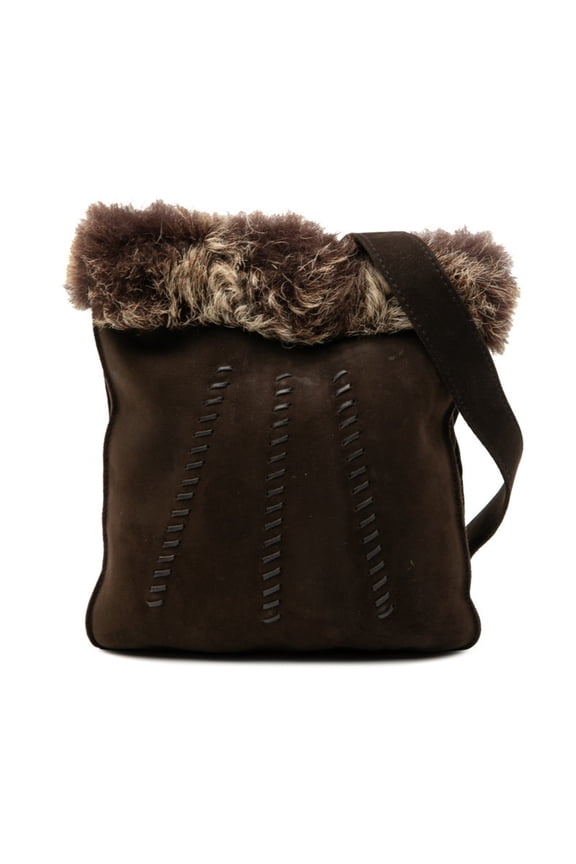 Pre-Owned Hermes Herms Sac Toude Moco Shoulder Bag, Crossbody, Brown Nubuck Fur,... (Good)