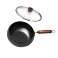 thumbnail image 2 of Lipstore 9.45'' Iron Wok Boiling Cookware Stir Fry Pan for Camping Restaurant Kitchen glass lid, 2 of 8