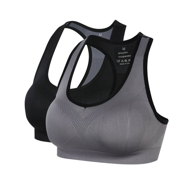 Women's 2-Pack Seamless Wireless Sports Bra with Removable Pads 