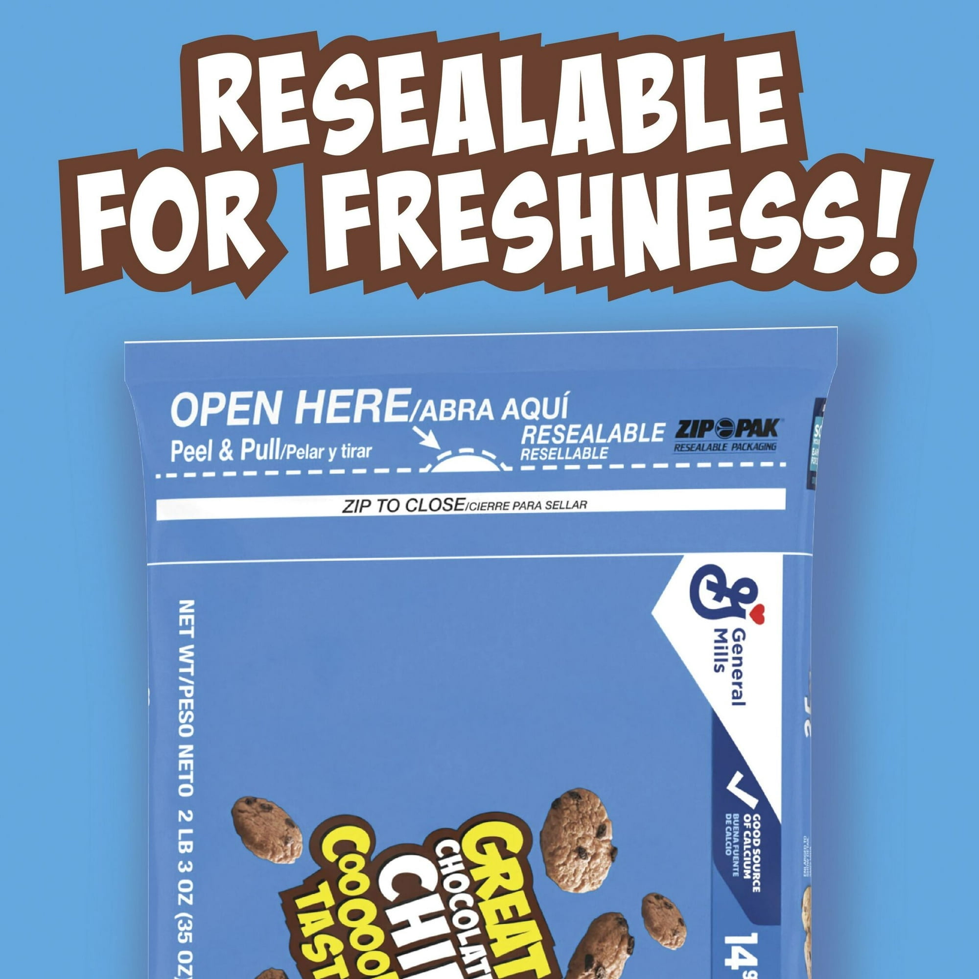 Cookie Crisp Cereal, Chocolate Chip Cookie Taste, Value Bag, 35 oz(pack of 4)